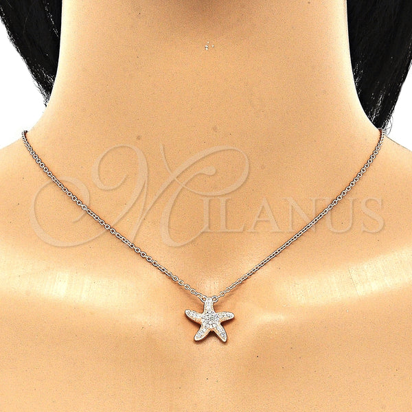 Collares con Dije 04.336.0210.1.16 Plata Rodinada, con Zirconia Cubica Blanca, Pulido, Tono Rosado (Grosor 02 MM, 16 Pulgadas de Largo)