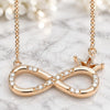 Collares con Dije 04.336.0018.1.16 Plata Rodinada, Diseño de Infinito y Corona, con Zirconia Cubica Blanca, Pulido, Tono Rosado (Grosor 01 MM, 16 Pulgadas de Largo)