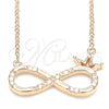 Collares con Dije 04.336.0018.1.16 Plata Rodinada, Diseño de Infinito y Corona, con Zirconia Cubica Blanca, Pulido, Tono Rosado (Grosor 01 MM, 16 Pulgadas de Largo)