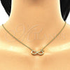Collares con Dije 04.336.0018.2.16 Plata Rodinada, Diseño de Infinito y Corona, con Zirconia Cubica Blanca, Pulido, Tono Dorado (Grosor 01 MM, 16 Pulgadas de Largo)