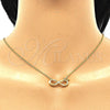Collares con Dije 04.336.0018.2.16 Plata Rodinada, Diseño de Infinito y Corona, con Blanca Zirconia Cubica, Pulido, Tono Dorado (01 MM Thickness, 16 Inches Length)