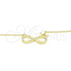 Collares con Dije 04.336.0018.2.16 Plata Rodinada, Diseño de Infinito y Corona, con Zirconia Cubica Blanca, Pulido, Tono Dorado (Grosor 01 MM, 16 Pulgadas de Largo)
