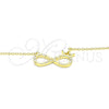 Collares con Dije 04.336.0018.2.16 Plata Rodinada, Diseño de Infinito y Corona, con Blanca Zirconia Cubica, Pulido, Tono Dorado (01 MM Thickness, 16 Inches Length)