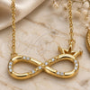 Collares con Dije 04.336.0018.2.16 Plata Rodinada, Diseño de Infinito y Corona, con Zirconia Cubica Blanca, Pulido, Tono Dorado (Grosor 01 MM, 16 Pulgadas de Largo)