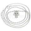 Collares con Dije 04.336.0213.16 Plata Rodinada, Diseño de Mano de Dios y Corazón, con Zirconia Cubica Blanca, Pulido, Rodinado (Grosor 01 MM, 16 Pulgadas de Largo)