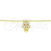 Collares con Dije 04.336.0213.2.16 Plata Rodinada, Diseño de Mano de Dios y Corazón, con Zirconia Cubica Blanca, Pulido, Tono Dorado (Grosor 01 MM, 16 Pulgadas de Largo)