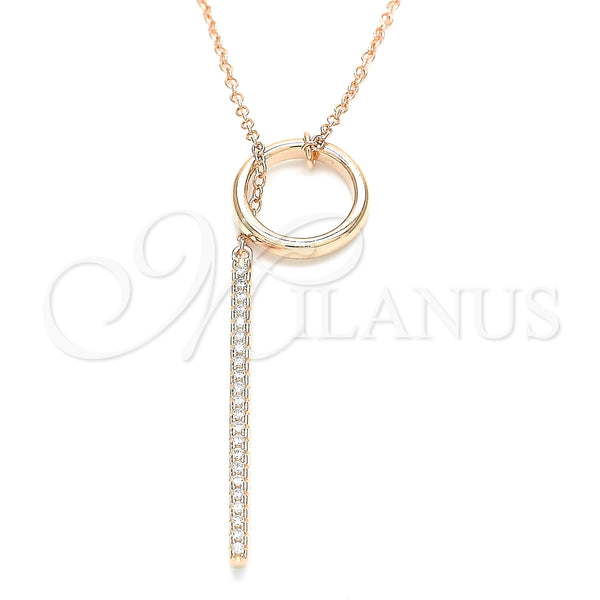 Collares con Dije 04.336.0214.1.16 Plata Rodinada, con Blanca Zirconia Cubica, Pulido, Tono Rosado (01 MM Thickness, 16 Inches Length)