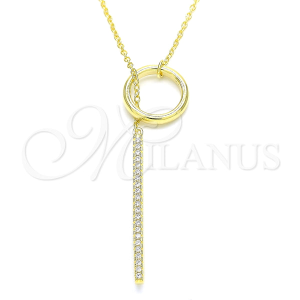 Collares con Dije 04.336.0214.2.16 Plata Rodinada, con Zirconia Cubica Blanca, Pulido, Tono Dorado (Grosor 01 MM, 16 Pulgadas de Largo)