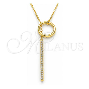 Collares con Dije 04.336.0214.2.16 Plata Rodinada, con Zirconia Cubica Blanca, Pulido, Tono Dorado (Grosor 01 MM, 16 Pulgadas de Largo)