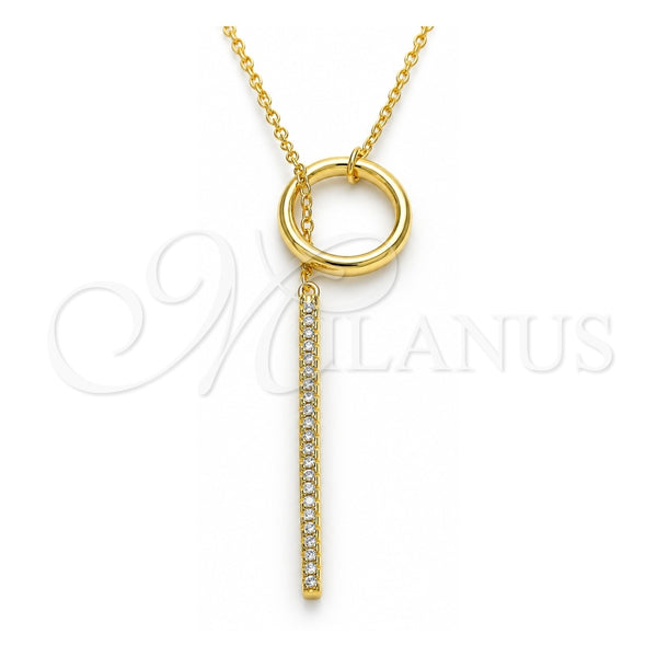 Collares con Dije 04.336.0214.2.16 Plata Rodinada, con Zirconia Cubica Blanca, Pulido, Tono Dorado (Grosor 01 MM, 16 Pulgadas de Largo)
