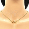 Collares con Dije 04.336.0015.2.16 Plata Rodinada, Diseño de Corona, con Zirconia Cubica Blanca, Pulido, Tono Dorado (Grosor 01 MM, 16 Pulgadas de Largo)