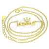 Collares con Dije 04.336.0015.2.16 Plata Rodinada, Diseño de Corona, con Zirconia Cubica Blanca, Pulido, Tono Dorado (Grosor 01 MM, 16 Pulgadas de Largo)
