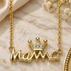 Collares con Dije 04.336.0015.2.16 Plata Rodinada, Diseño de Corona, con Zirconia Cubica Blanca, Pulido, Tono Dorado (Grosor 01 MM, 16 Pulgadas de Largo)