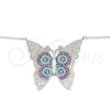 Collares con Dije 04.336.0216.16 Plata Rodinada, Diseño de Mariposa, con Micro Pave Multicolor, Pulido, Rodinado (Grosor 02 MM, 16 Pulgadas de Largo)
