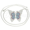 Collares con Dije 04.336.0216.16 Plata Rodinada, Diseño de Mariposa, con Micro Pave Multicolor, Pulido, Rodinado (Grosor 02 MM, 16 Pulgadas de Largo)