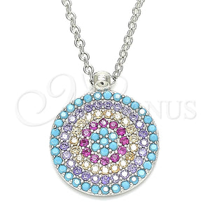 Collares con Dije 04.336.0217.16 Plata Rodinada, con Zirconia Cubica Multicolor, Pulido, Rodinado (Grosor 02 MM, 16 Pulgadas de Largo)
