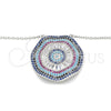 Collares con Dije 04.336.0218.16 Plata Rodinada, con Zirconia Cubica Blanca y Micro Pave Multicolor, Pulido, Rodinado (Grosor 01 MM, 16 Pulgadas de Largo)