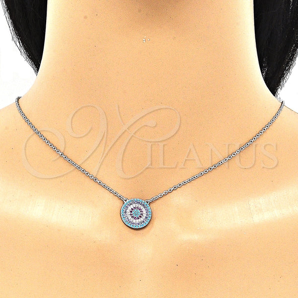 Collares con Dije 04.336.0220.16 Plata Rodinada, con Zirconia Cubica Multicolor, Pulido, Rodinado (Grosor 02 MM, 16 Pulgadas de Largo)