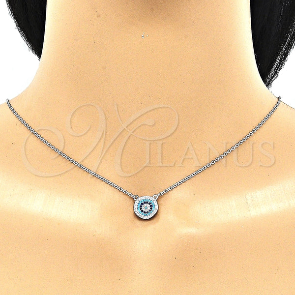 Collares con Dije 04.336.0221.16 Plata Rodinada, con Micro Pave Multicolor, Pulido, Rodinado (Grosor 01 MM, 16 Pulgadas de Largo)