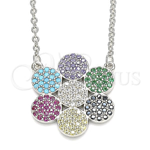 Collares con Dije 04.336.0223.16 Plata Rodinada, con Zirconia Cubica Multicolor, Pulido, Rodinado (Grosor 02 MM, 16 Pulgadas de Largo)