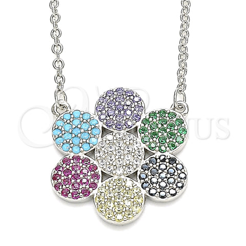 Collares con Dije 04.336.0223.16 Plata Rodinada, con Zirconia Cubica Multicolor, Pulido, Rodinado (Grosor 02 MM, 16 Pulgadas de Largo)