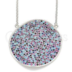 Collares con Dije 04.336.0224.16 Plata Rodinada, con Micro Pave Multicolor, Pulido, Rodinado (Grosor 01 MM, 16 Pulgadas de Largo)
