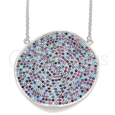 Collares con Dije 04.336.0224.16 Plata Rodinada, con Micro Pave Multicolor, Pulido, Rodinado (Grosor 01 MM, 16 Pulgadas de Largo)