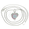 Collares con Dije 04.336.0225.16 Plata Rodinada, Diseño de Corazón, con Zirconia Cubica Multicolor, Pulido, Rodinado (Grosor 01 MM, 16 Pulgadas de Largo)