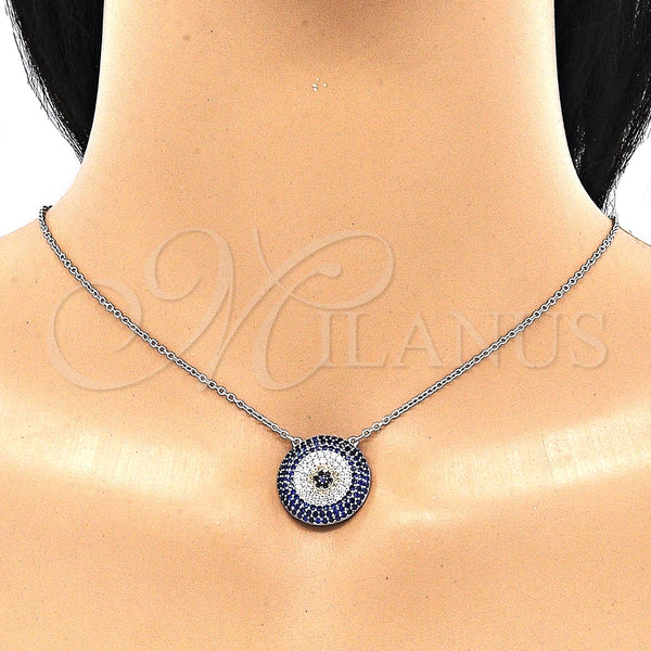 Collares con Dije 04.336.0226.16 Plata Rodinada, con Micro Pave Multicolor, Pulido, Rodinado (Grosor 01 MM, 16 Pulgadas de Largo)
