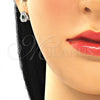 Arete Dormilona 02.371.0003.1 Plata Rodinada, Diseño de Flor, con Zirconia Cubica Verde y Blanca, Pulido, Rodinado