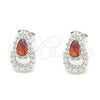 Arete Dormilona 02.371.0005.3 Plata Rodinada, Diseño de Gota, con Zirconia Cubica Granate y Blanca, Pulido, Rodinado