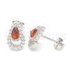 Arete Dormilona 02.371.0005.3 Plata Rodinada, Diseño de Gota, con Zirconia Cubica Granate y Blanca, Pulido, Rodinado