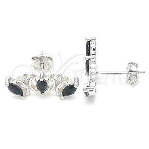 Arete Dormilona 02.371.0007.2 Plata Rodinada, con Zirconia Cubica Negro, Pulido, Rodinado