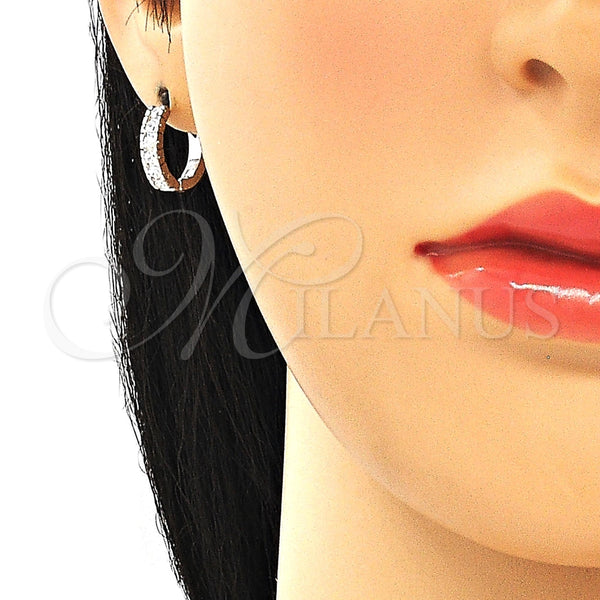 Argolla Huggie 02.332.0063.15 Plata Rodinada, con Zirconia Cubica Blanca, Pulido, Rodinado