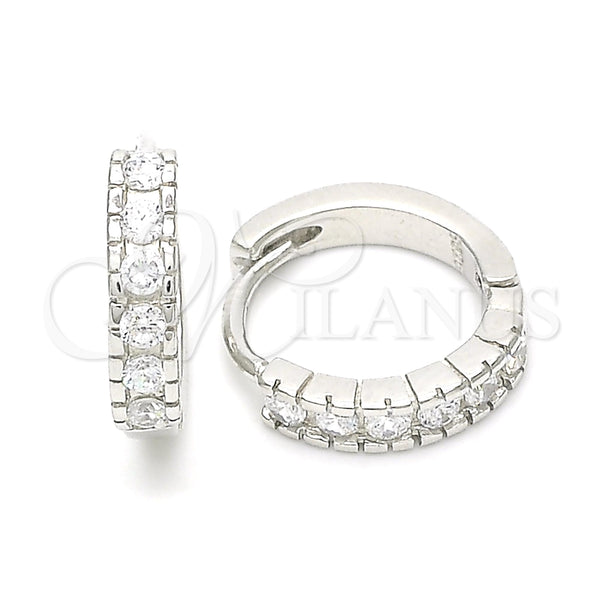 Argolla Huggie 02.332.0063.15 Plata Rodinada, con Zirconia Cubica Blanca, Pulido, Rodinado