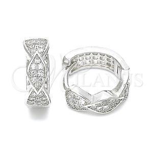 Argolla Huggie 02.332.0065.15 Plata Rodinada, con Micro Pave Blanca, Pulido, Rodinado