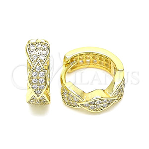 Argolla Huggie 02.332.0065.1.15 Plata Rodinada, con Micro Pave Blanca, Pulido, Tono Dorado
