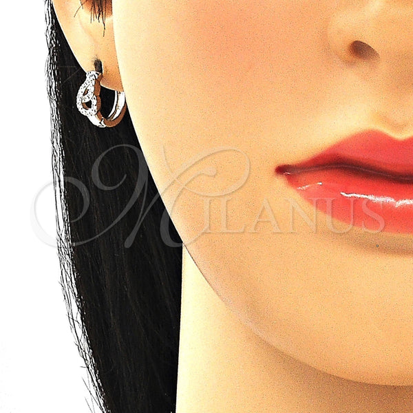 Argolla Huggie 02.332.0072.12 Plata Rodinada, con Zirconia Cubica Blanca, Pulido, Rodinado