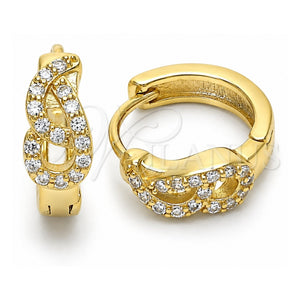 Argolla Huggie 02.332.0072.1.12 Plata Rodinada, con Zirconia Cubica Blanca, Pulido, Tono Dorado