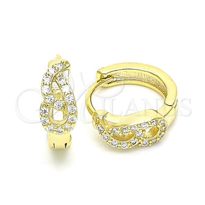Argolla Huggie 02.332.0072.1.12 Plata Rodinada, con Zirconia Cubica Blanca, Pulido, Tono Dorado