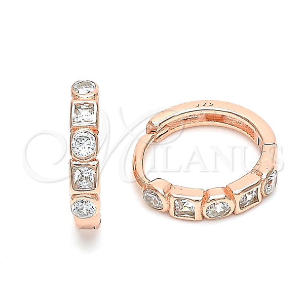 Argolla Huggie 02.332.0075.1.15 Plata Rodinada, con Blanca Zirconia Cubica, Pulido, Tono Rosado