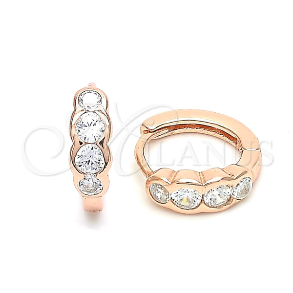 Argolla Huggie 02.332.0077.1.13 Plata Rodinada, con Zirconia Cubica Blanca, Pulido, Tono Rosado