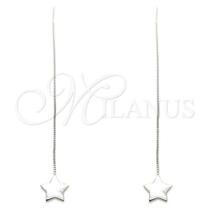 Arete Violador 02.332.0081 Plata Rodinada, Diseño de Estrella, Pulido, Rodinado
