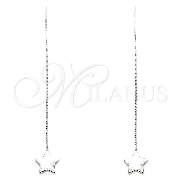 Arete Violador 02.332.0081 Plata Rodinada, Diseño de Estrella, Pulido, Rodinado