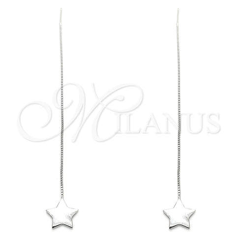 Arete Violador 02.332.0081 Plata Rodinada, Diseño de Estrella, Pulido, Rodinado