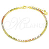Pulsera Tennis 03.332.0002.1.07 Plata Rodinada, con Zirconia Cubica Multicolor, Pulido, Tono Dorado (Grosor 02 MM, 7 Pulgadas de Largo)