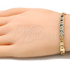 Pulsera Elegante 03.63.2151.07 Oro Laminado, Diseño de Gota, con Negro and Blanca Zirconia Cubica, Pulido, Tono Dorado (06 MM Thickness, 7 Inches Length)