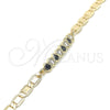 Pulsera Elegante 03.63.2151.07 Oro Laminado, Diseño de Gota, con Negro and Blanca Zirconia Cubica, Pulido, Tono Dorado (06 MM Thickness, 7 Inches Length)
