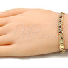Pulsera Elegante 03.63.2151.1.07 Oro Laminado, Diseño de Gota, con Granate and Blanca Zirconia Cubica, Pulido, Tono Dorado (06 MM Thickness, 7 Inches Length)