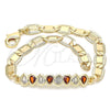 Pulsera Elegante 03.63.2151.1.07 Oro Laminado, Diseño de Gota, con Granate and Blanca Zirconia Cubica, Pulido, Tono Dorado (06 MM Thickness, 7 Inches Length)